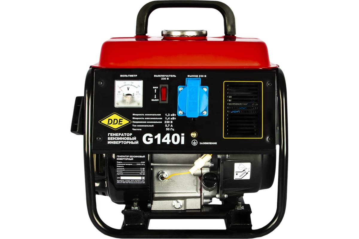 Генератор инверторный DDE G140i (230В, макс.1,4кВт, ном.1,3кВт, 5,5л, ручной стартер)