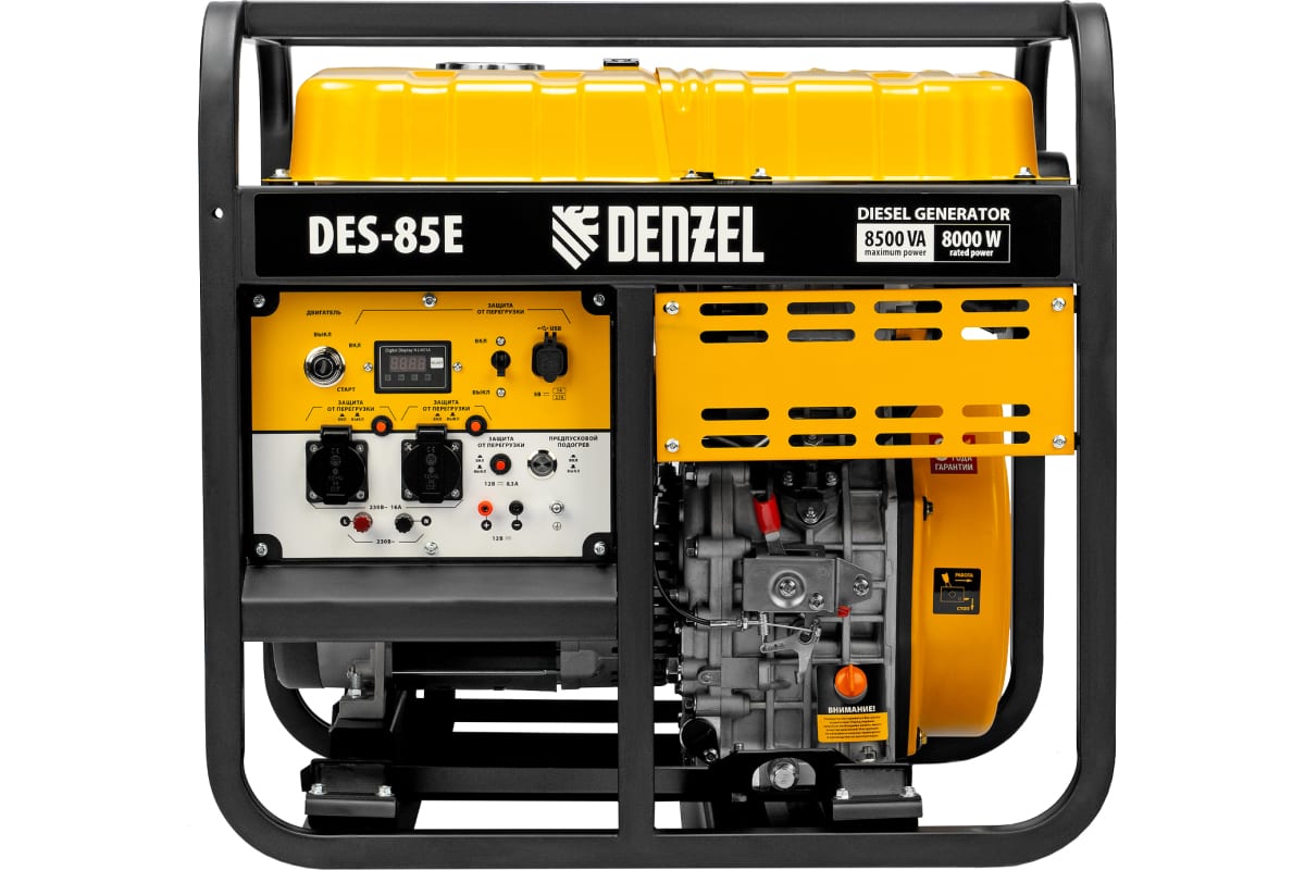 Генератор дизельный DENZEL DES-85E (230В, макс.8,5кВт, ном.8кВт, 16л, электростартер)