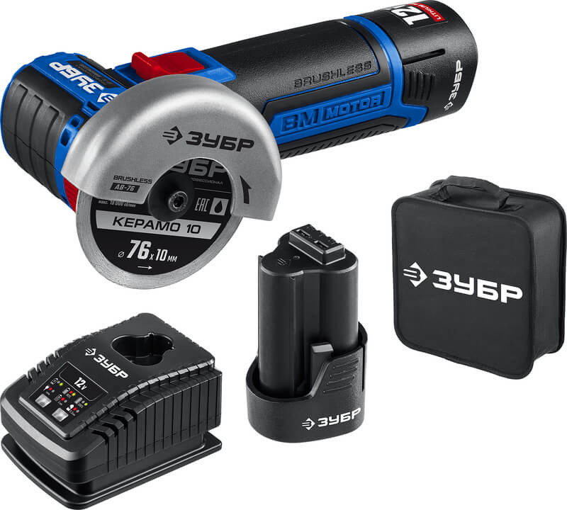 Аккумуляторная УШМ мини ЗУБР AB-76-22 (аккум. система 12V MAX LITHIUM PRO) серия ПРОФЕССИОНАЛ