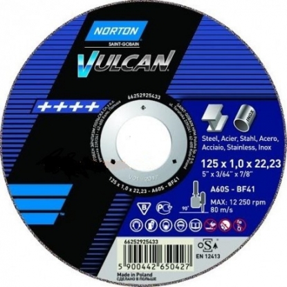 Отрезной диск Norton Vulcan A60S T41 115x1.0x22.23