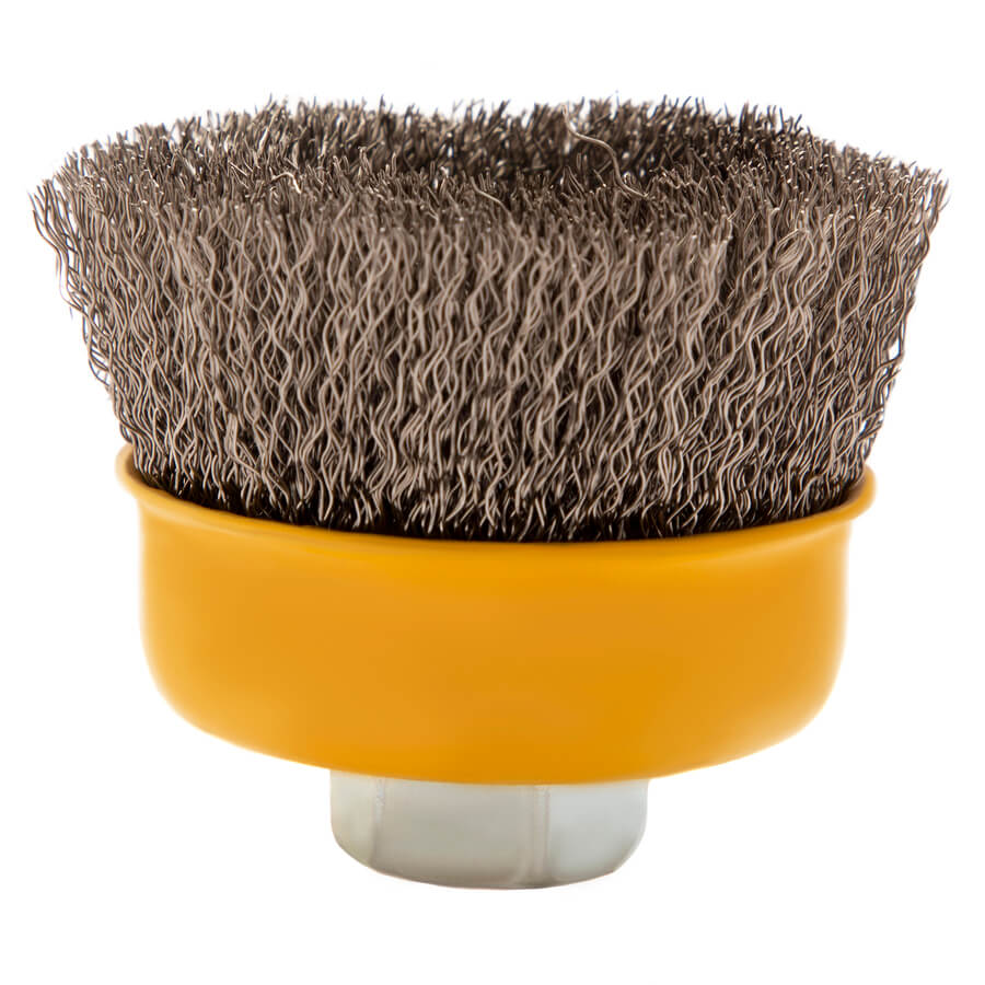 Кордщетка для УШМ DENZEL чашеобразная витая мягкая нержавеющая 75мм х М14 (пров.0,3мм)