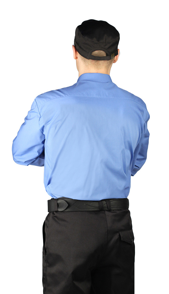 Рубашка мужская "Охрана" (длинный рукав) голубая с черным