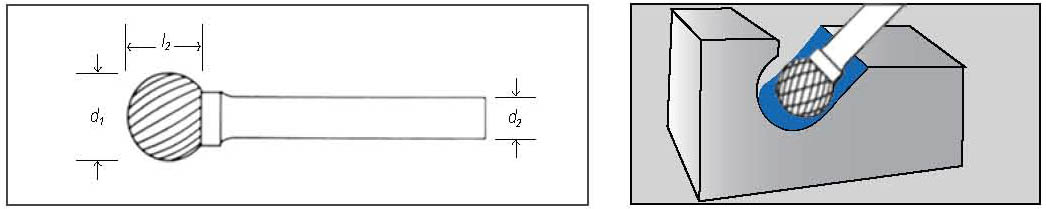 Борфреза твердосплавная SM060605DD тип D (Lраб=5, Lобщ.=50, dраб=6, dхв=6мм)
