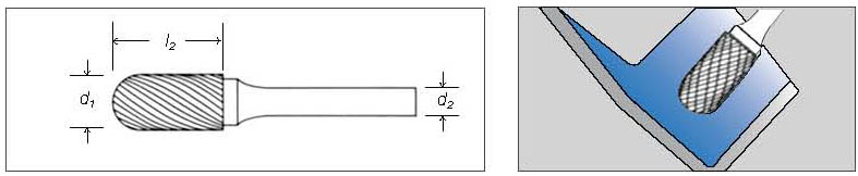 Борфреза твердосплавная SM050616CD тип C (Lраб=16, Lобщ.=50, dраб=5, dхв=6мм)