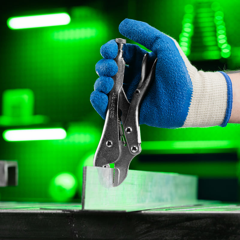 Зажим ручной СИБРТЕХ, плоские губки, с фиксатором, 180мм