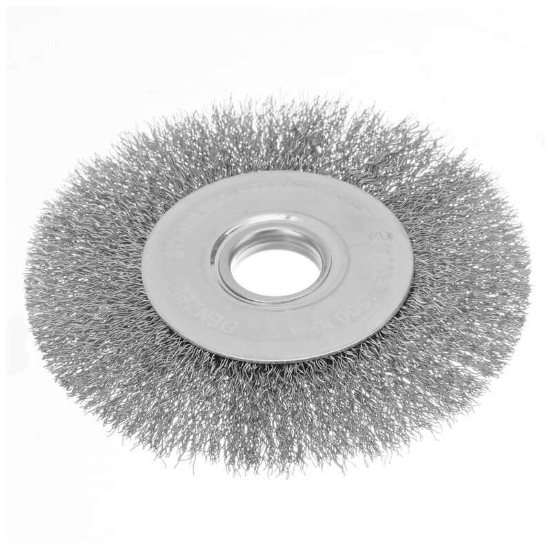 Кордщетка для УШМ DENZEL прямая радиальная витая нержавеющая мягкая 125мм х 22мм (пров.0,3мм)