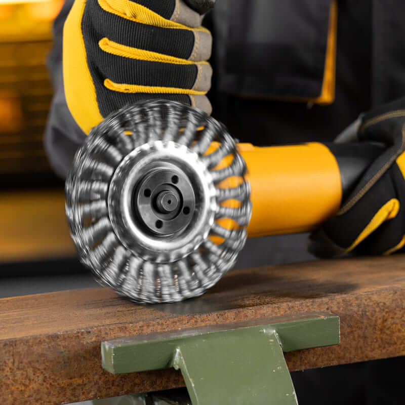 Кордщетка для УШМ DENZEL прямая радиальная витая нержавеющая 125мм х 22мм (пров.0,5мм)