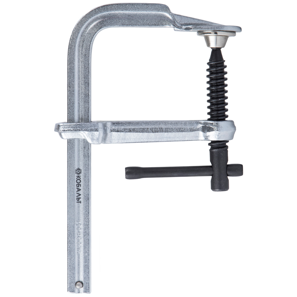 Струбцина F-образная КОБАЛЬТ, кованая, 80 x 120мм, усилие 250кгс (конст. сталь)