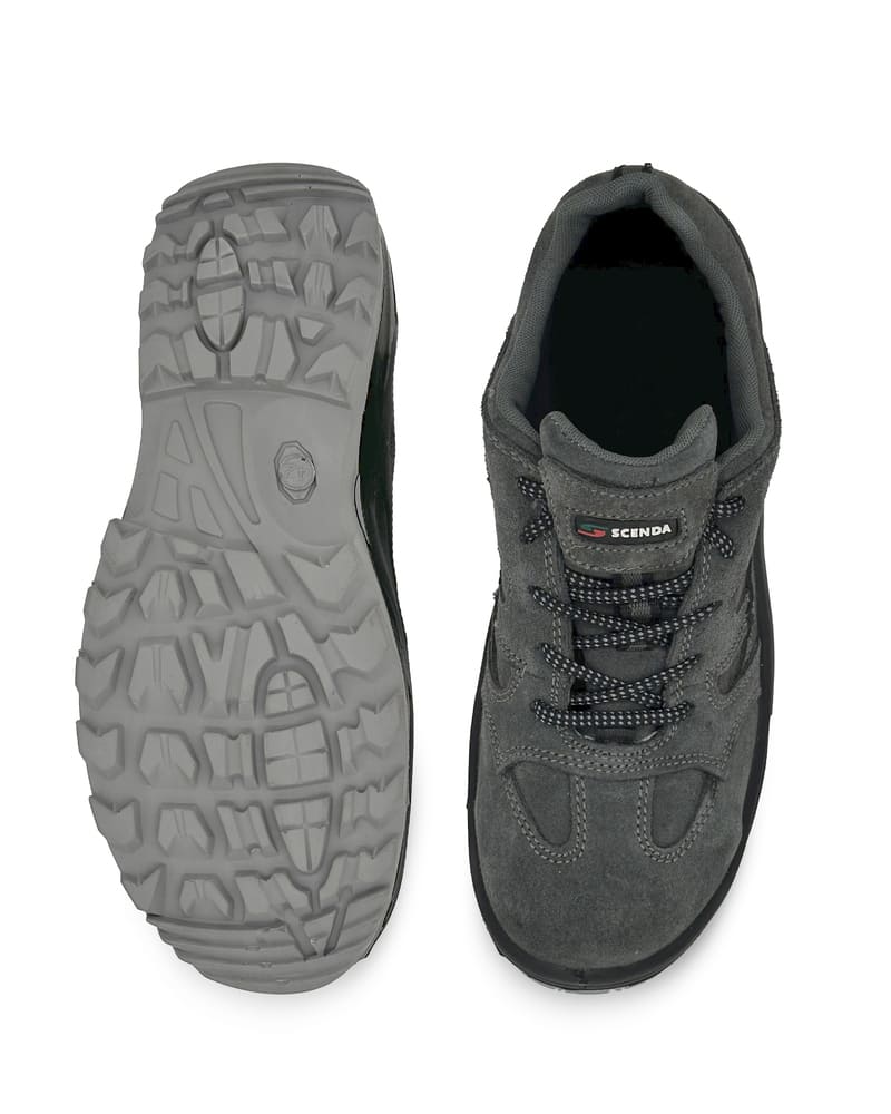 Полуботинки "ТЕХНИК", металлический подносок, натуральная кожа/текстиль, цвет: серый