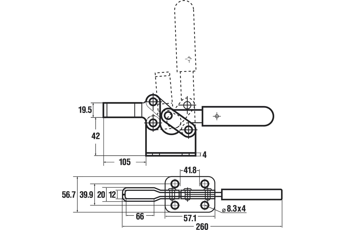 Струбцина ЗУБР ГЗС-60, 56х110мм, зажимная горизонтальная, усилие зажима 370кгс