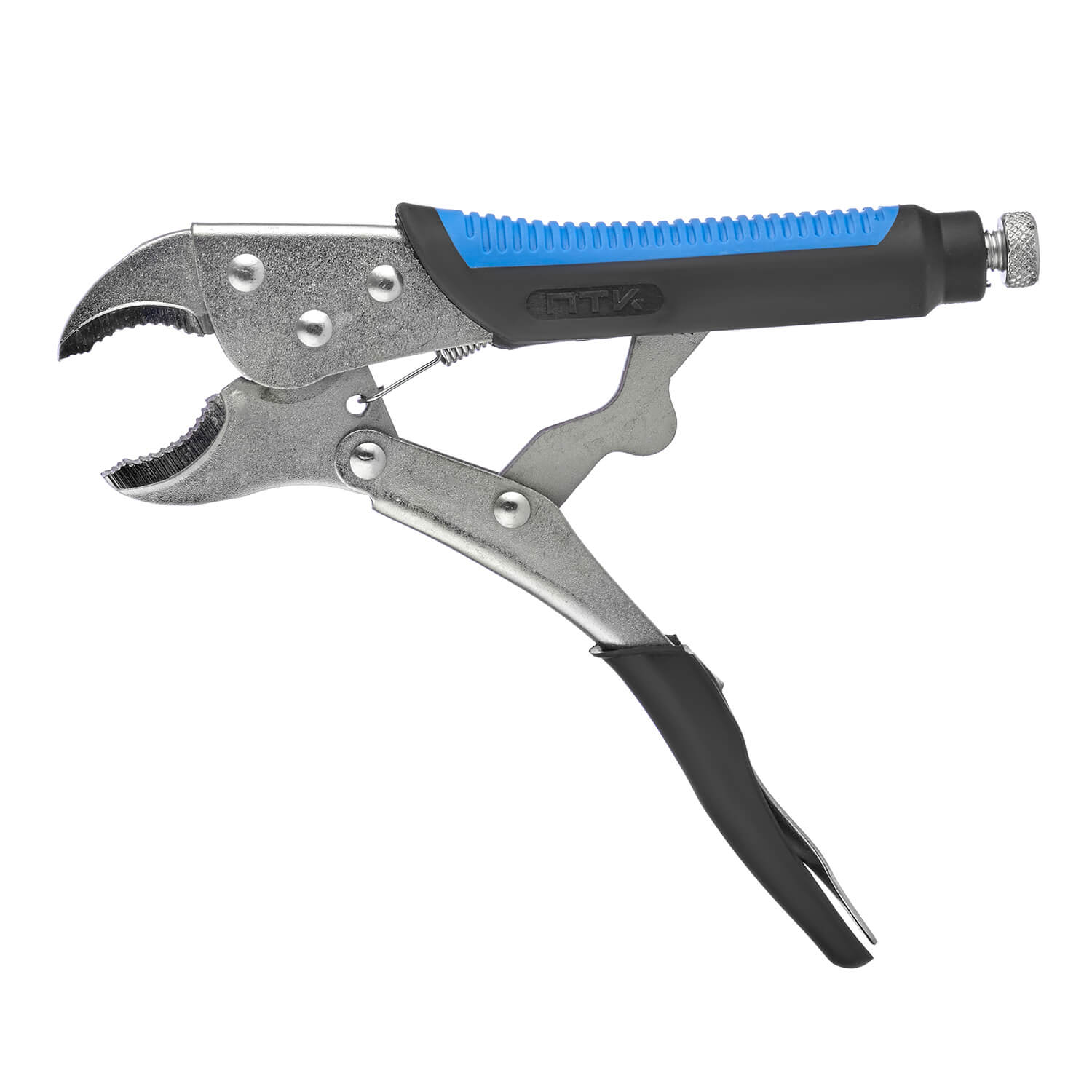 Зажим ручной ПТК, полукруглые губки, с фиксатором, 215мм