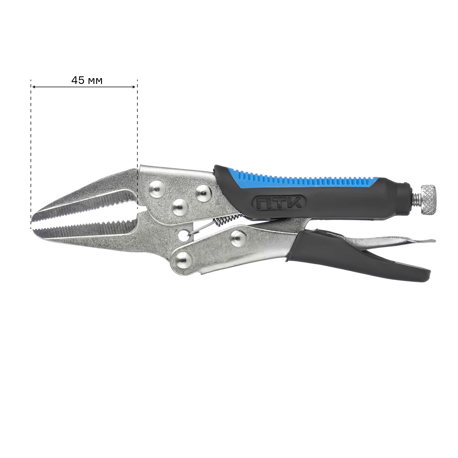 Зажим ручной ПТК, удлинённые губки, с фиксатором, 160мм