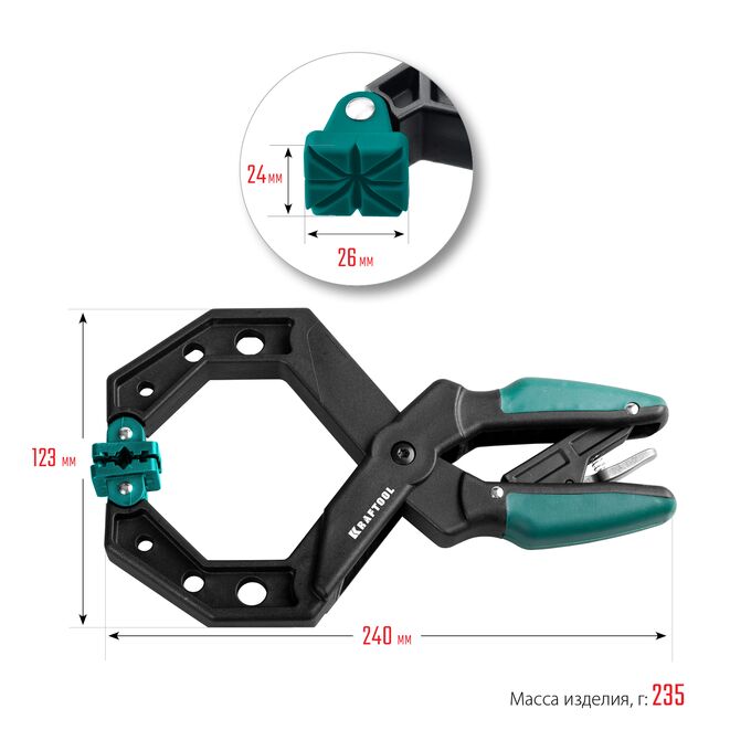 Струбцина KRAFTOOL RC-10 зажимная, 100 х 80мм, храповой механизм жесткой фиксации. усилие сжатия 40кгс