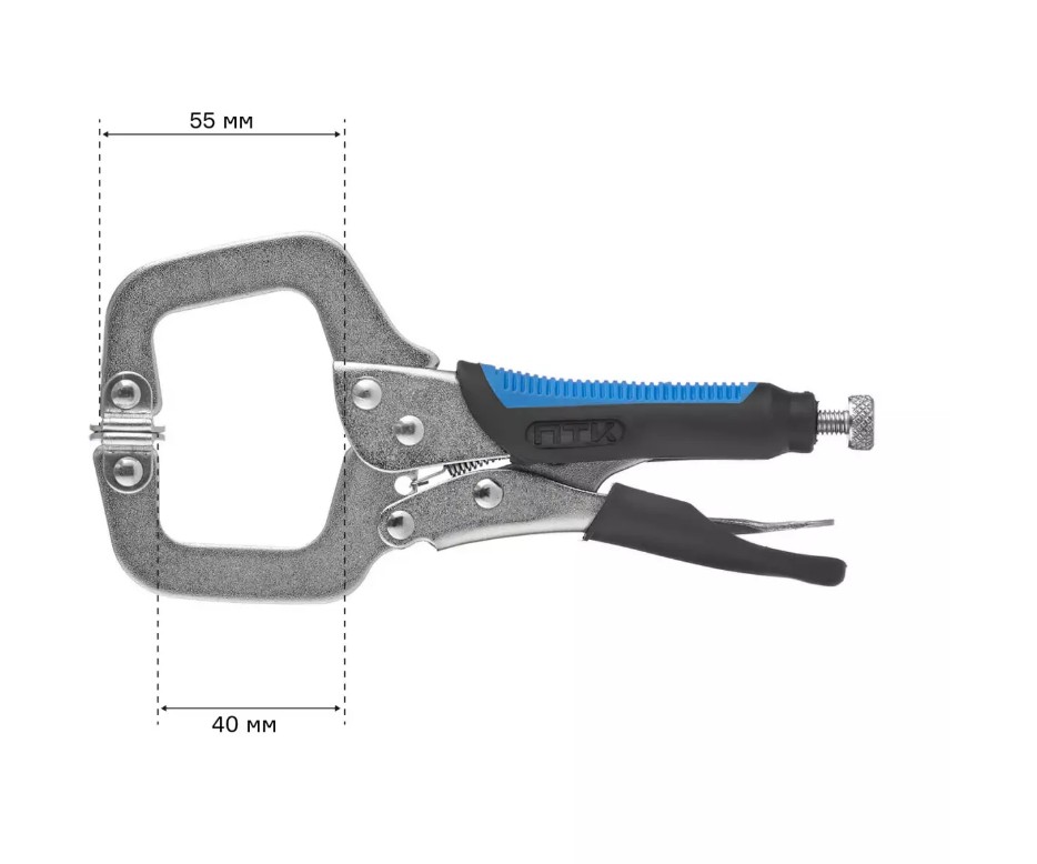Зажим ручной ПТК, для точечных работ, с фиксатором, 170мм