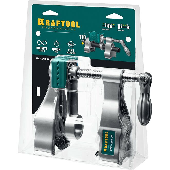 Струбцина KRAFTOOL PC-34-11, трубная 3/4", усилие до 500кгс