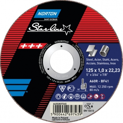 Отрезной диск Norton Star Line 41 A60R 125х1.0х22.23