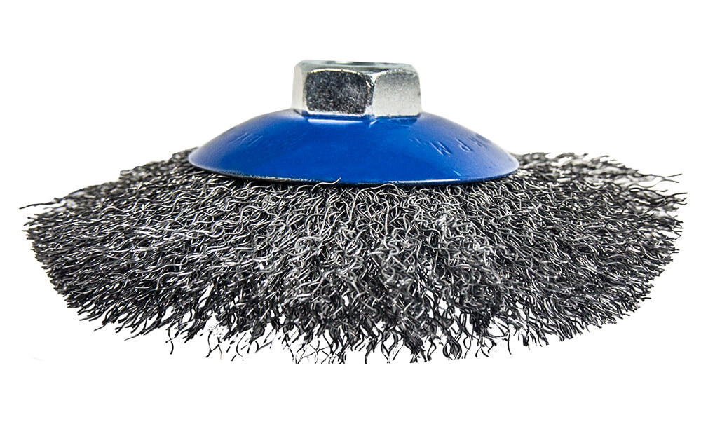 Кордщетка для УШМ ПРАКТИКА с наклоном радиальная мягкая 125мм х М14 (пров.0,3мм)