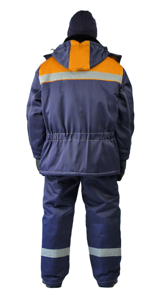 Костюм зимний "ВЬЮГА" куртка/полукомбинезон цвет: темно-синий/оранжевый