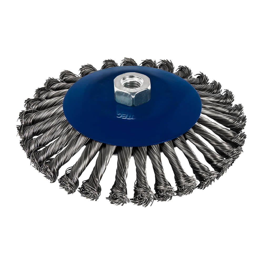 Кордщетка для УШМ ПРАКТИКА с наклоном радиальная витая 175мм х М14 (пров.0,5мм)