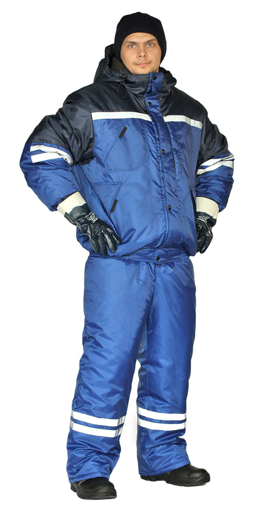 Костюм зимний "СТИМ" куртка/полукомбинезон цвет: василек/темно-синий