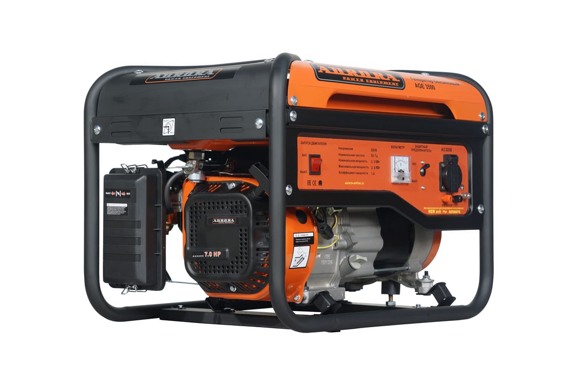 Генератор бензиновый AURORA AGE 3500 (230В, макс.2,8кВт, ном.2,5кВт, 15л, ручной стартер)