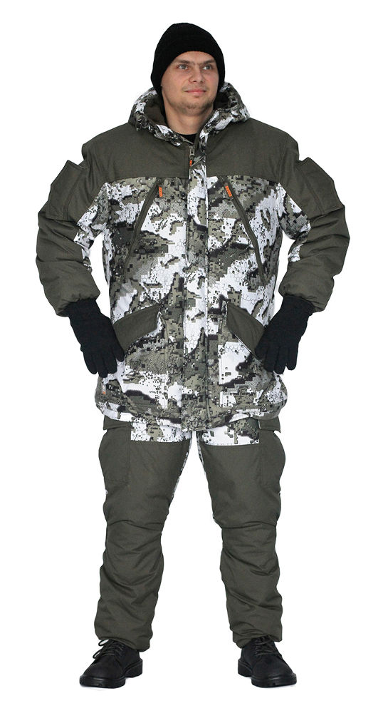 Костюм зимний «ГРАСК» куртка/полукомбинезон цвет: камуфляж "белые соты"/темный олива, ткань: Алова/Финляндия