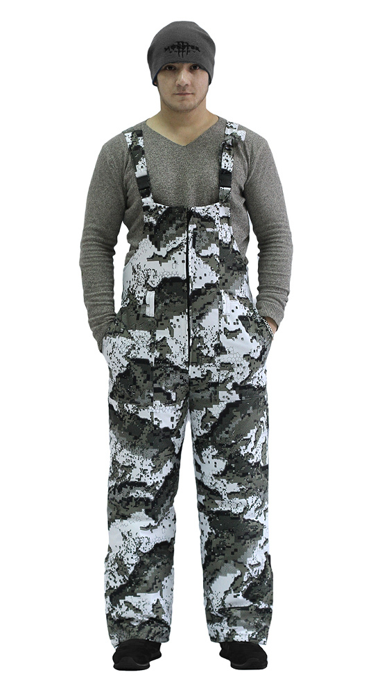 Костюм мужской "Тайга" зимний, куртка/полукомбинезон, подклад термофольга, ткань мембранная Алова, цвет: камуфляж Серые Соты