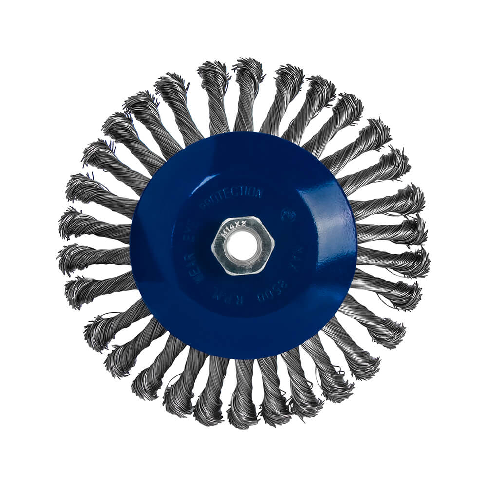 Кордщетка для УШМ ПРАКТИКА с наклоном радиальная витая 175мм х М14 (пров.0,5мм)