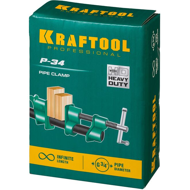 Струбцина KRAFTOOL PC-34, трубная 3/4", усилие до 600кгс