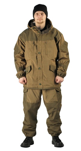 Костюм демисезонный "ГОРКА" куртка/брюки, цвет: светлый-хаки/темный-хаки, ткань: Полибрезент
