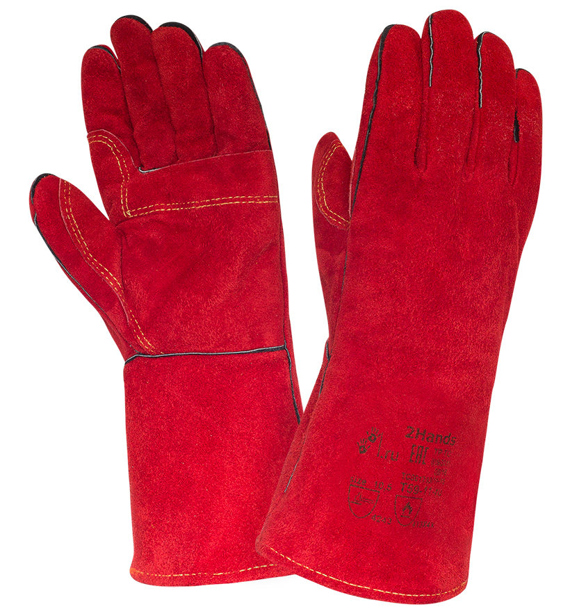 Краги ТРЕК  ЛЮКС (р.10,5, дл.35см, спилковые, KEVLAR, красные)