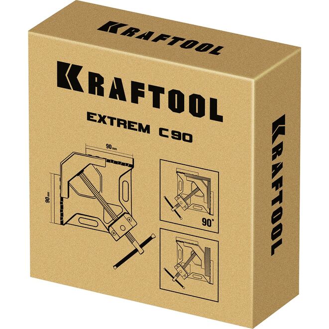 Струбцина угловая KRAFTOOL Extrem C90, экстрамощная стальная, для сварочных работ, глубина зажима 90мм