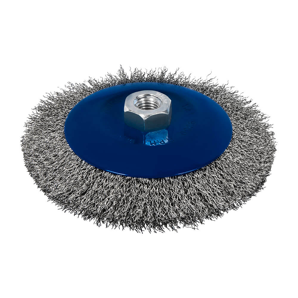 Кордщетка для УШМ ПРАКТИКА с наклоном радиальная мягкая 150мм х М14 (пров.0,3мм)