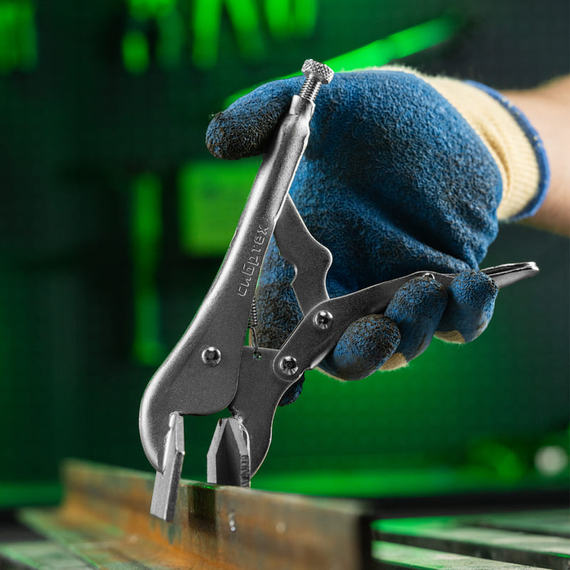 Зажим ручной СИБРТЕХ, для листового металла, с фиксатором, 205мм