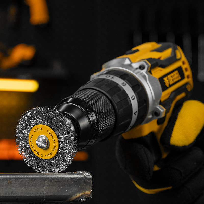 Набор кордщеток для дрели DENZEL (нерж. проволока) - 5шт (плоские)