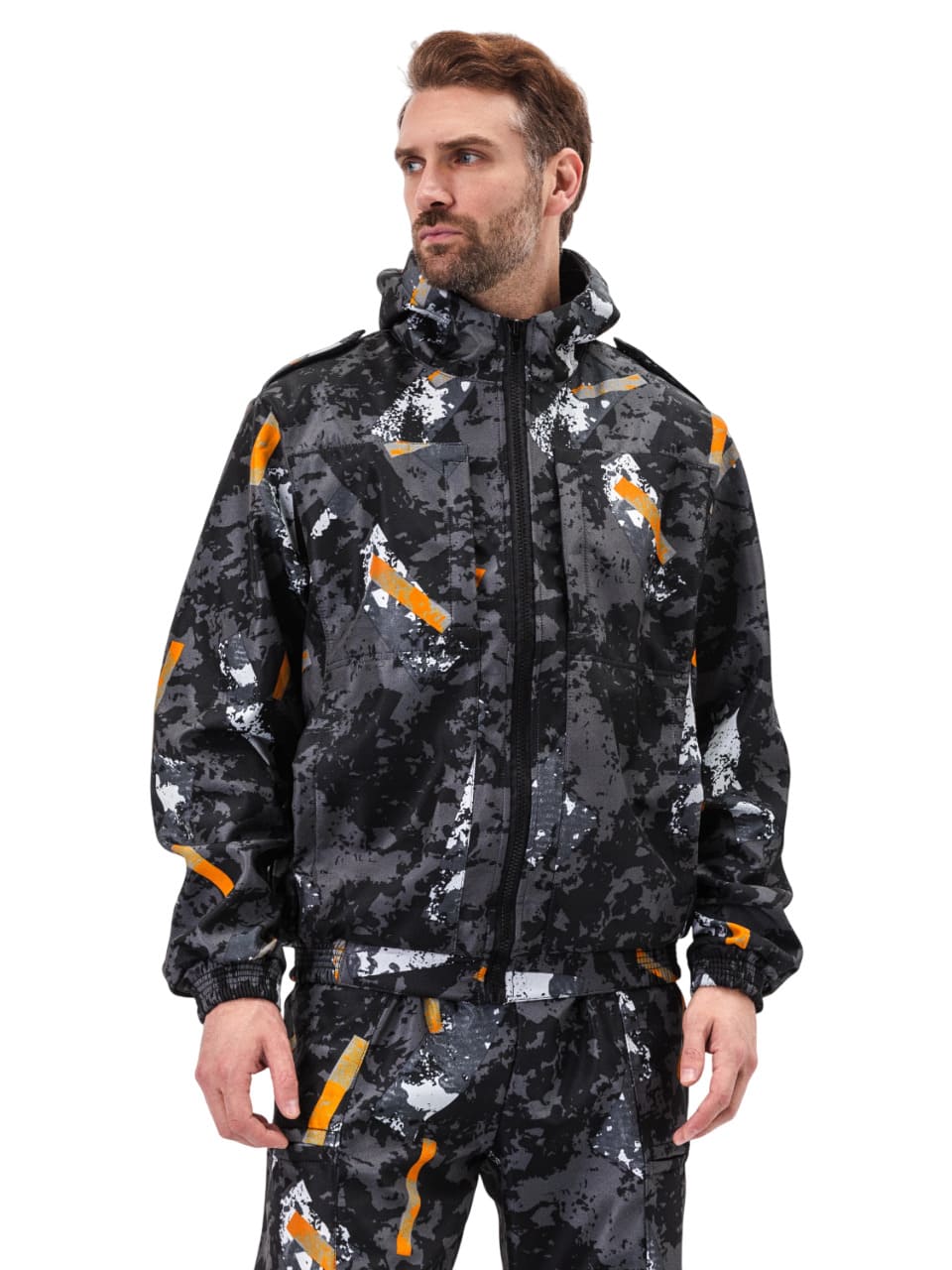 Костюм "КАСКАД" куртка/брюки, цвет: камуфляж "Панцирь", ткань: Полофлис