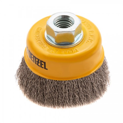 Кордщетка для УШМ DENZEL чашеобразная витая мягкая нержавеющая 75мм х М14 (пров.0,3мм)