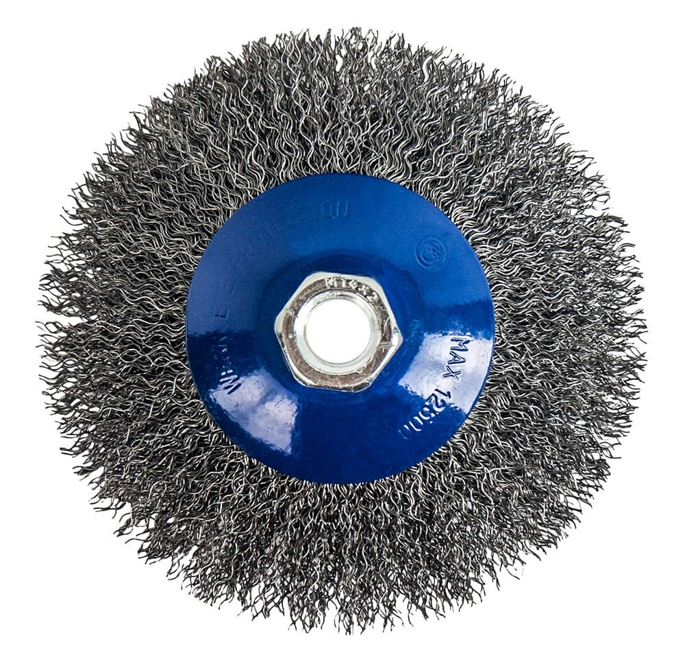 Кордщетка для УШМ ПРАКТИКА с наклоном радиальная мягкая 115мм х М14 (пров.0,3мм)