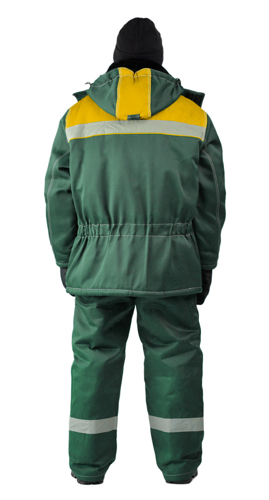 Костюм зимний "ВЬЮГА" куртка/полукомбинезон цвет: темно-зелёный/жёлтый