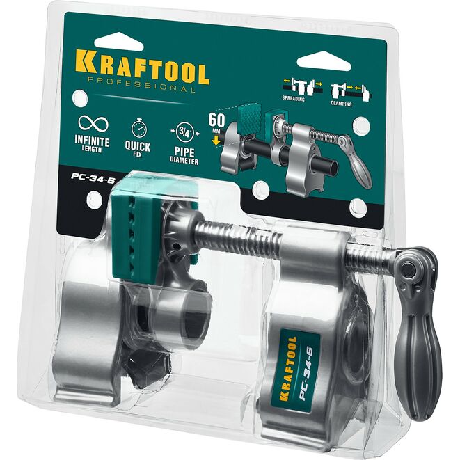 Струбцина KRAFTOOL PC-34-6, трубная 3/4", усилие до 600кгс