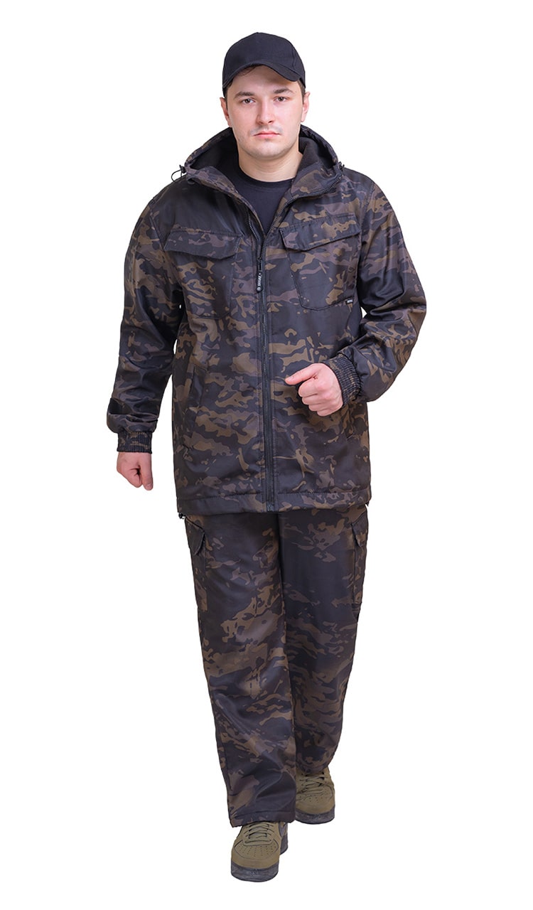 Костюм "РОВЕР" куртка/брюки, цвет: камуфляж "Мультикам черный", ткань: Полофлис
