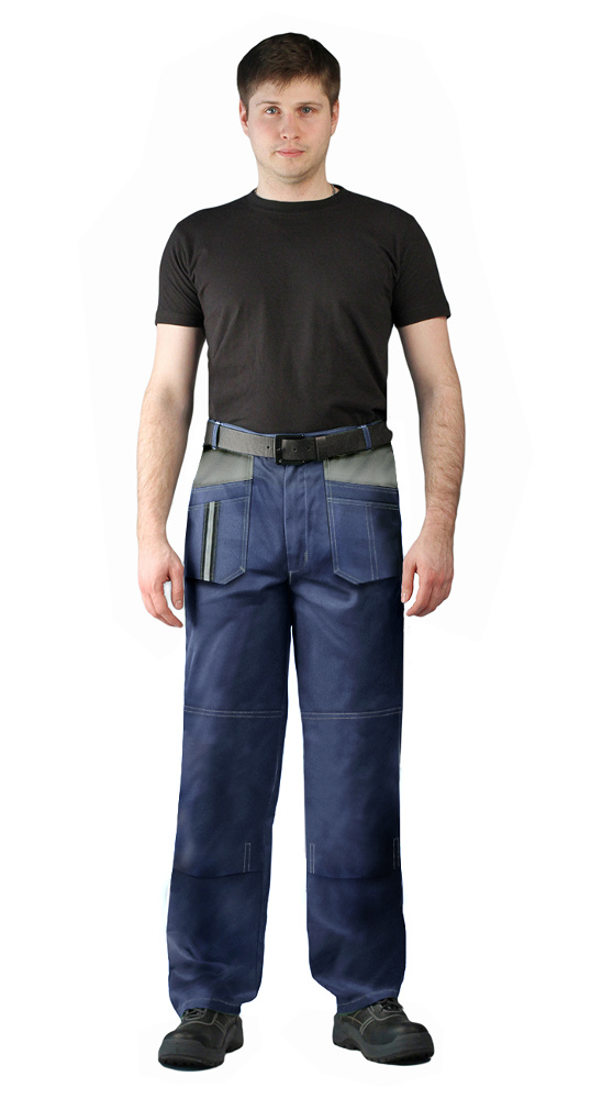 Костюм мужской "Оптимальный" летний с брюками темно-синий/серый