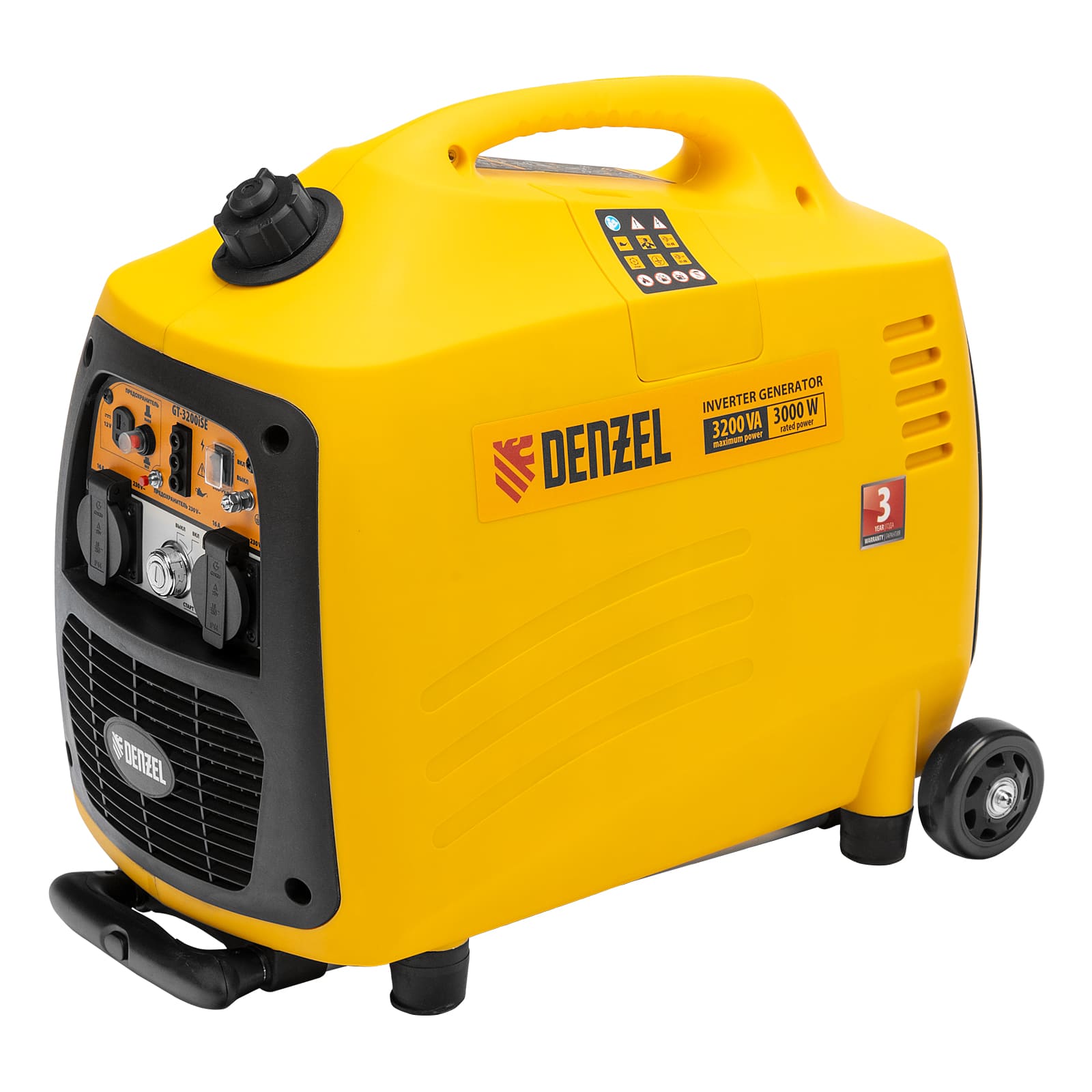 Генератор инверторный DENZEL GT-3200iS (230В, макс.3,2кВт, ном.3кВт, 6л, электростартер)