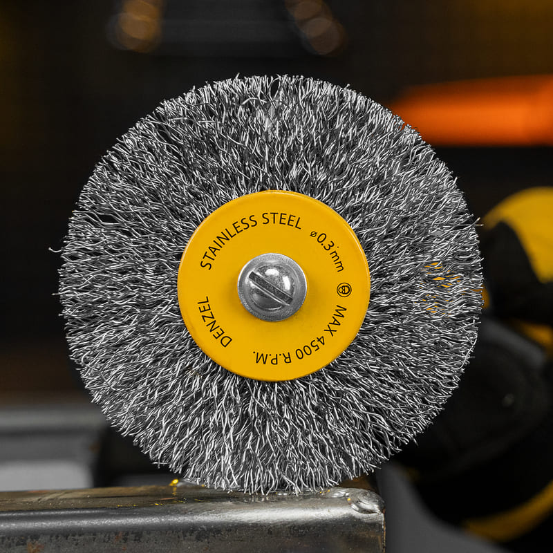 Набор кордщеток для дрели DENZEL (нерж. проволока) - 5шт (плоские)