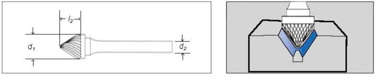 Борфреза твердосплавная SM030303JD тип J (Lраб=3, Lобщ.=38,5, dраб=3, dхв=3мм)
