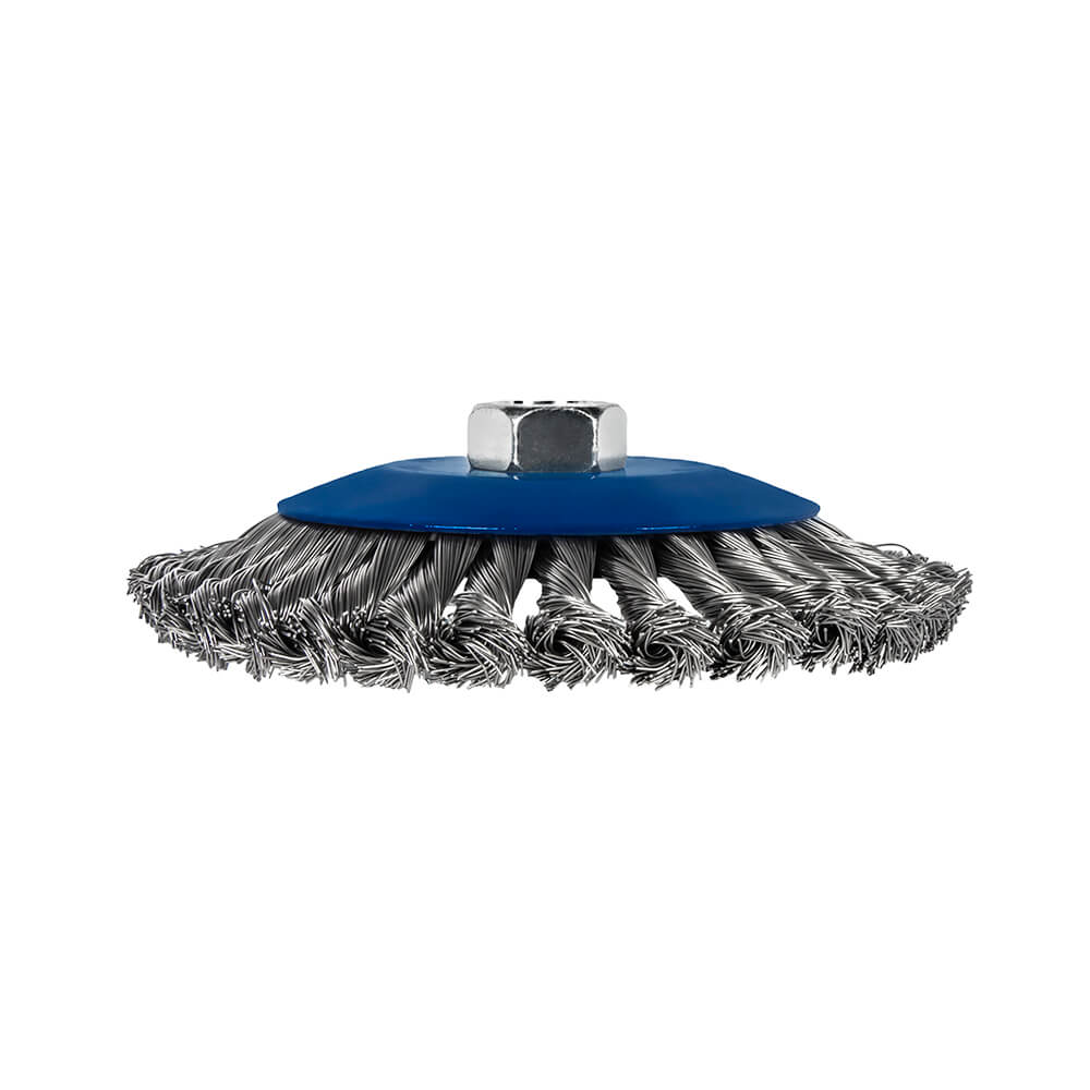 Кордщетка для УШМ ПРАКТИКА с наклоном радиальная витая 150мм х М14 (пров.0,5мм)