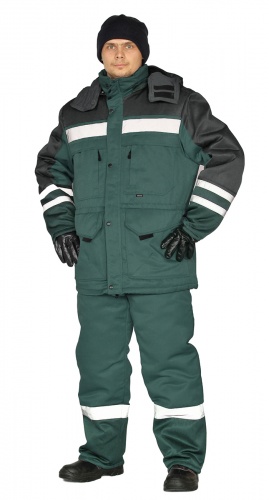 Костюм зимний "ЗИМНИК" куртка/брюки, цвет: темно-зеленый/черный