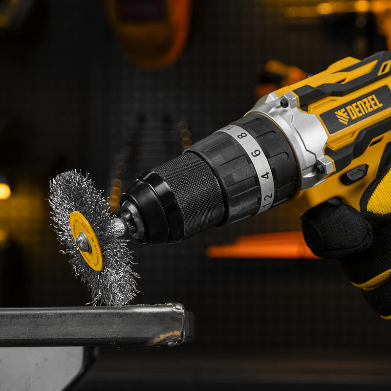 Набор кордщеток для дрели DENZEL (нерж. проволока) - 5шт (плоские)