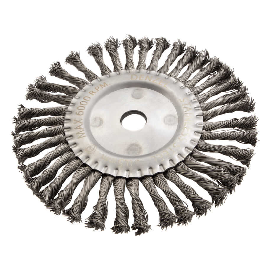 Кордщетка для УШМ DENZEL прямая радиальная витая нержавеющая 200мм х 22мм (пров.0,5мм)