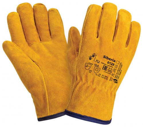 Перчатки DRIVER (цельноспилковые, утепленные искусственный мех, резинка на запястье, жёлтый)